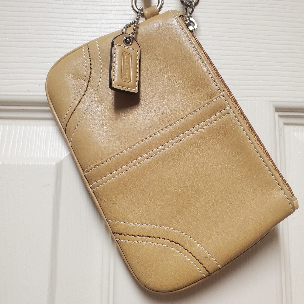Coach Tan Leather Wristlet